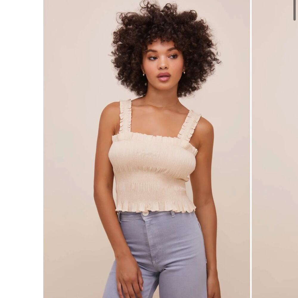 Astr The Label Twiggy Smocked Top Size Small